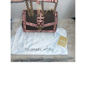 **NWT** MICHAEL Michael Kors SoHo Large Studded Snake Embossed Leather and Logo